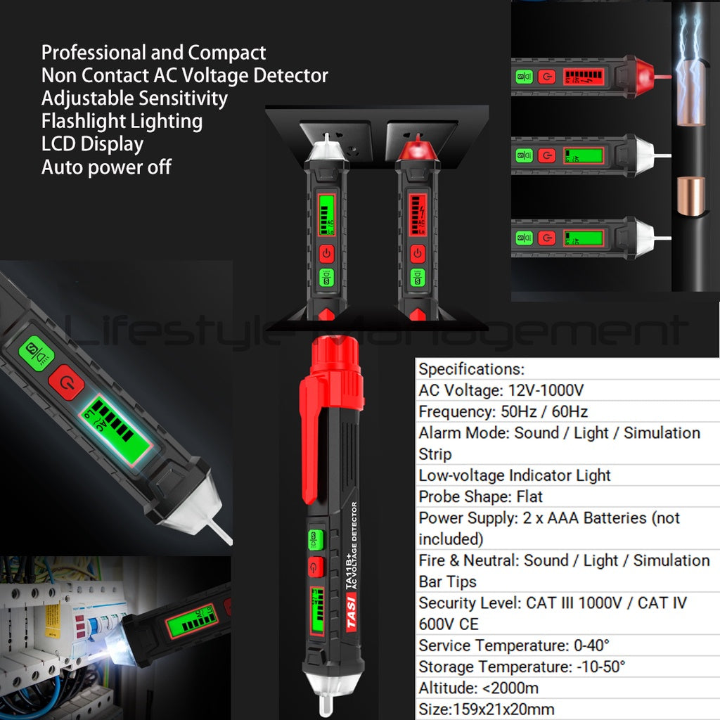 AC Voltage Detector Non Contact LCD Alarm Electric Test Pen Intelligent Digital Tester TASI