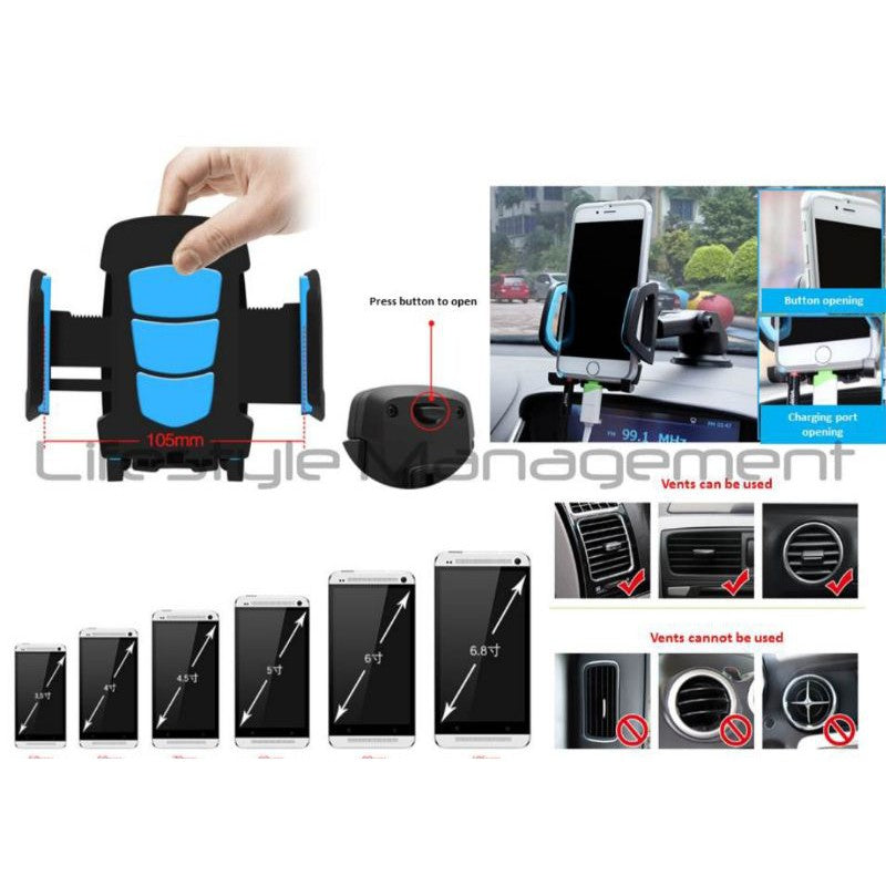 Car Handphone/Tablet/GPS Holder Vent Port/Window Suction Tab/Ipad/Mobile/Phone