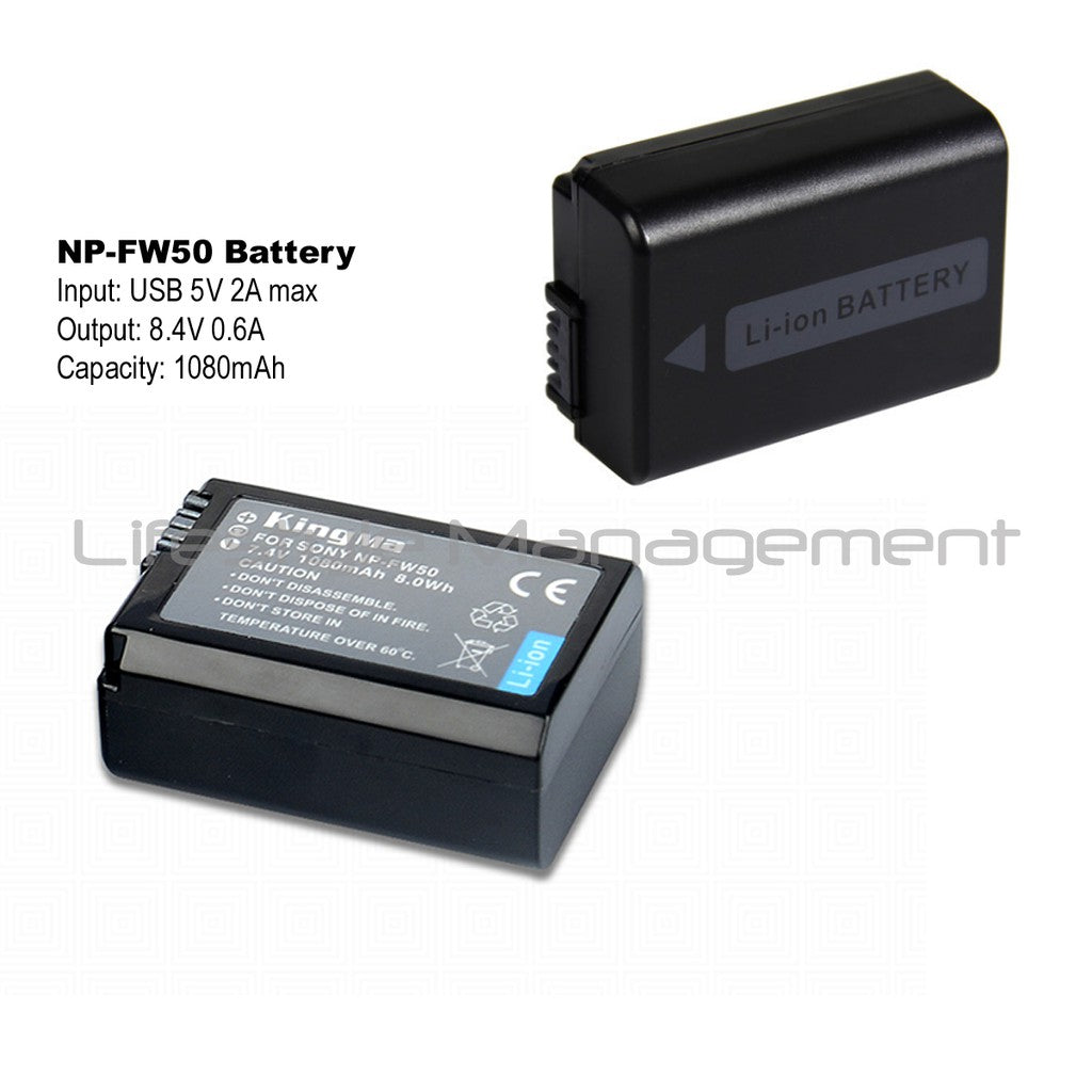 Sony NP-FW50 Battery Dual USB Charger Camera batteries charging Nex A7 A6000 ZV-E10 a7r2 a7m2 a5000