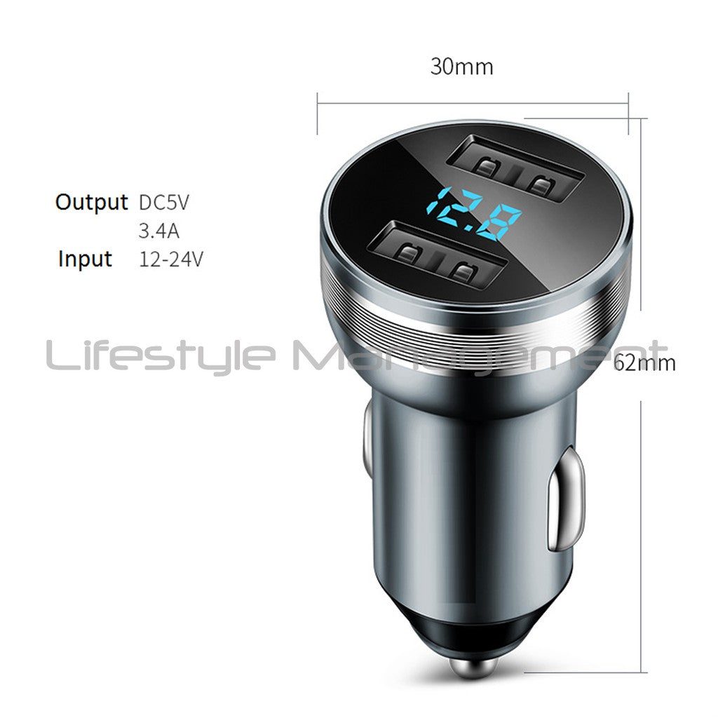 Car Power Charger USB Cigarette Lighter Socket Voltage Detection