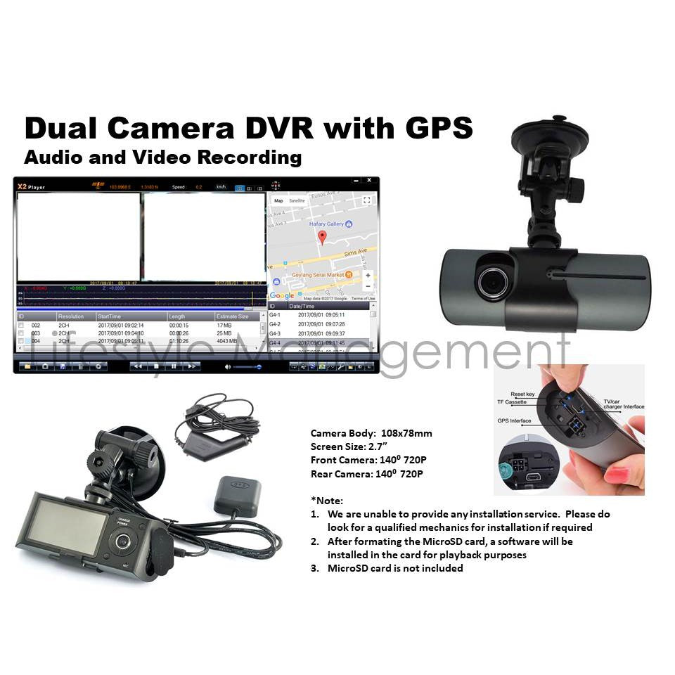 Car Audio Video DVR Dual Camera (GPS or Reverse Camera)