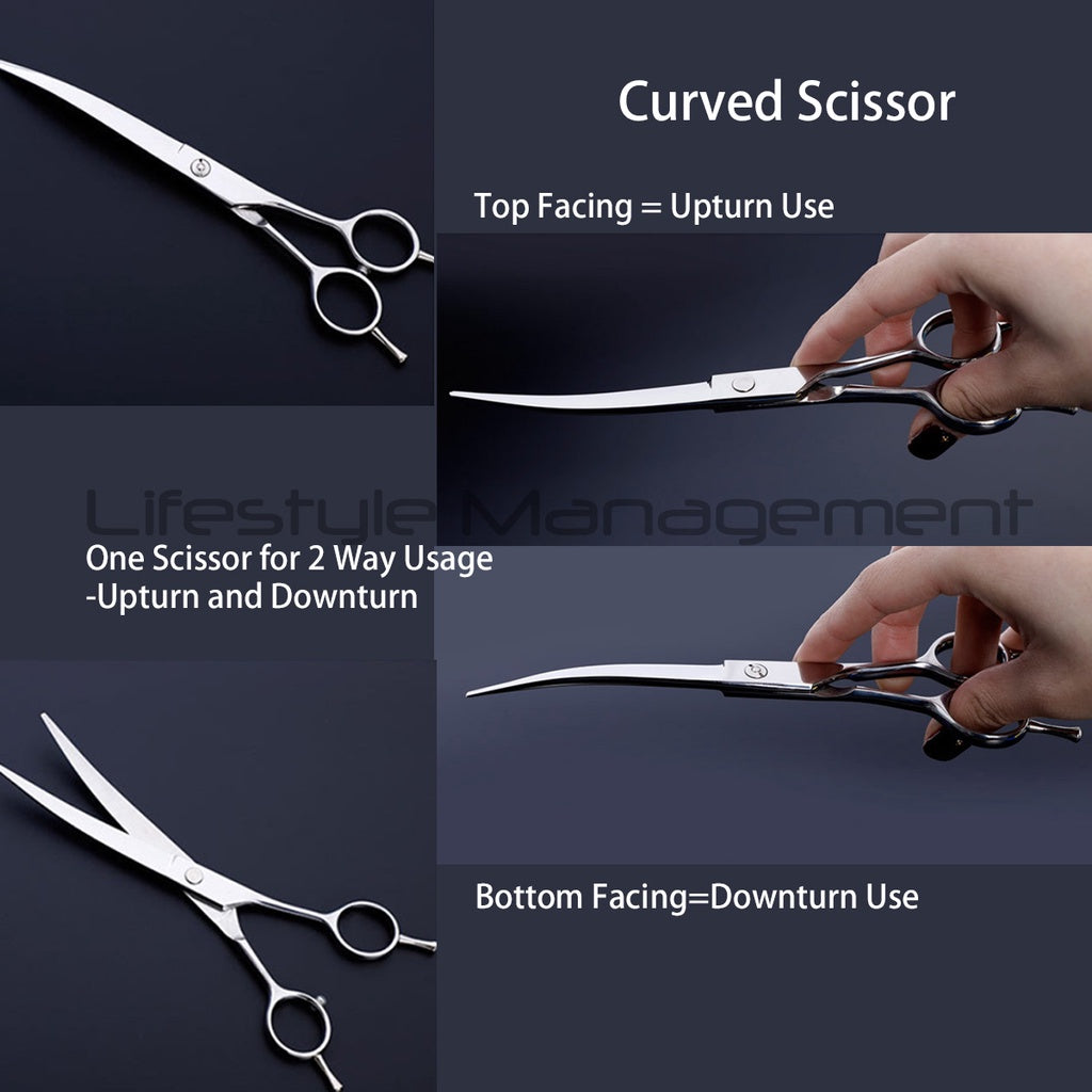 Curved Scissors Stainless Steel Pet Hair Cutting Thinning Trimming Curve Scissor Shears Hairdressing