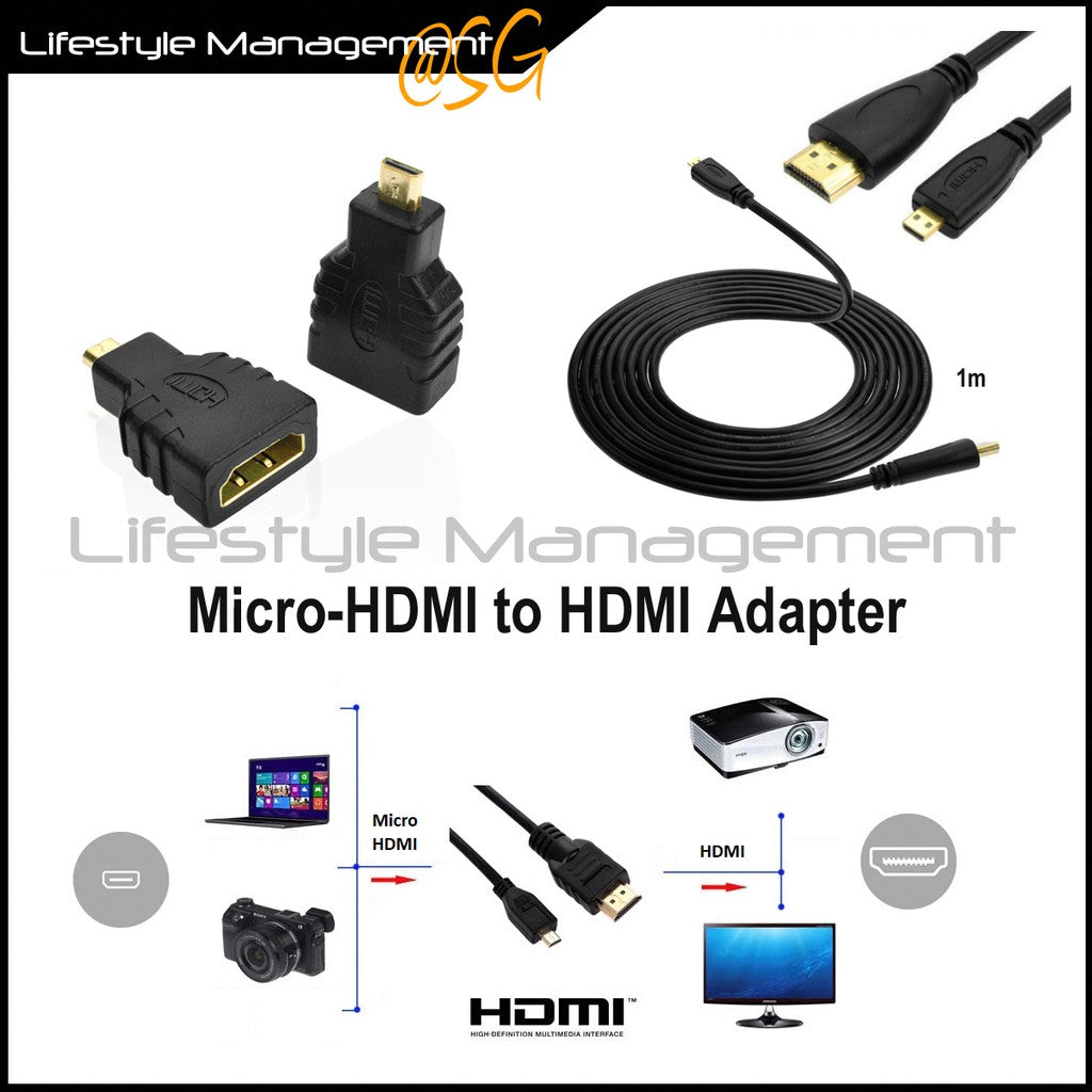 Micro HDMI to Standard HDMI Cable Converter