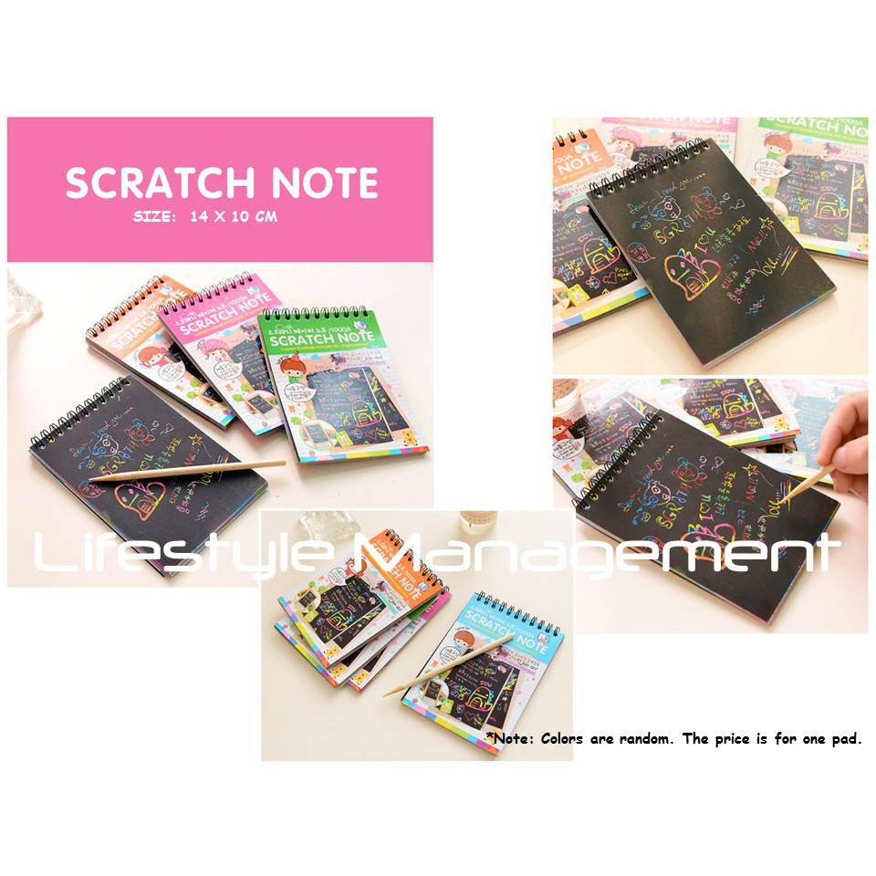 Mini Art/Graffiti Scratch Color DIY Creative Sketch/Note Book/Pad Rainbow (Pack of 10pcs)