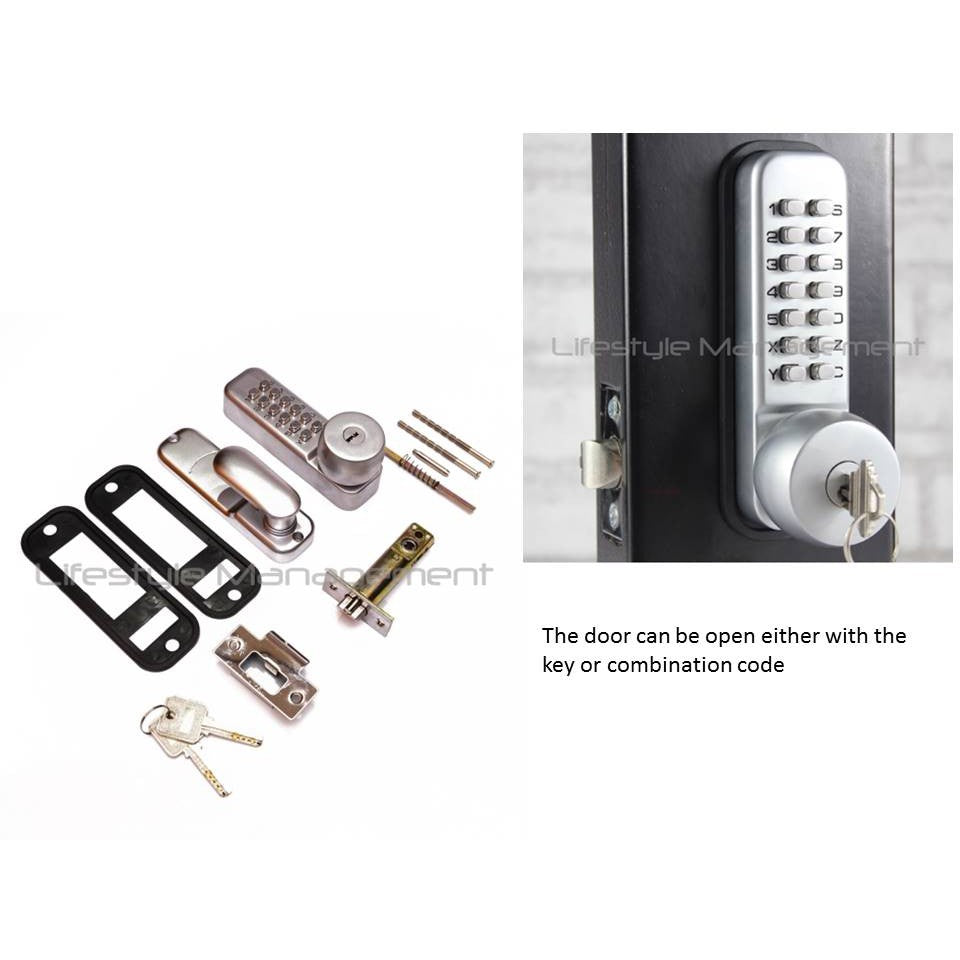 Mechanical Combination Code And Key Lock Wooden Door Lock