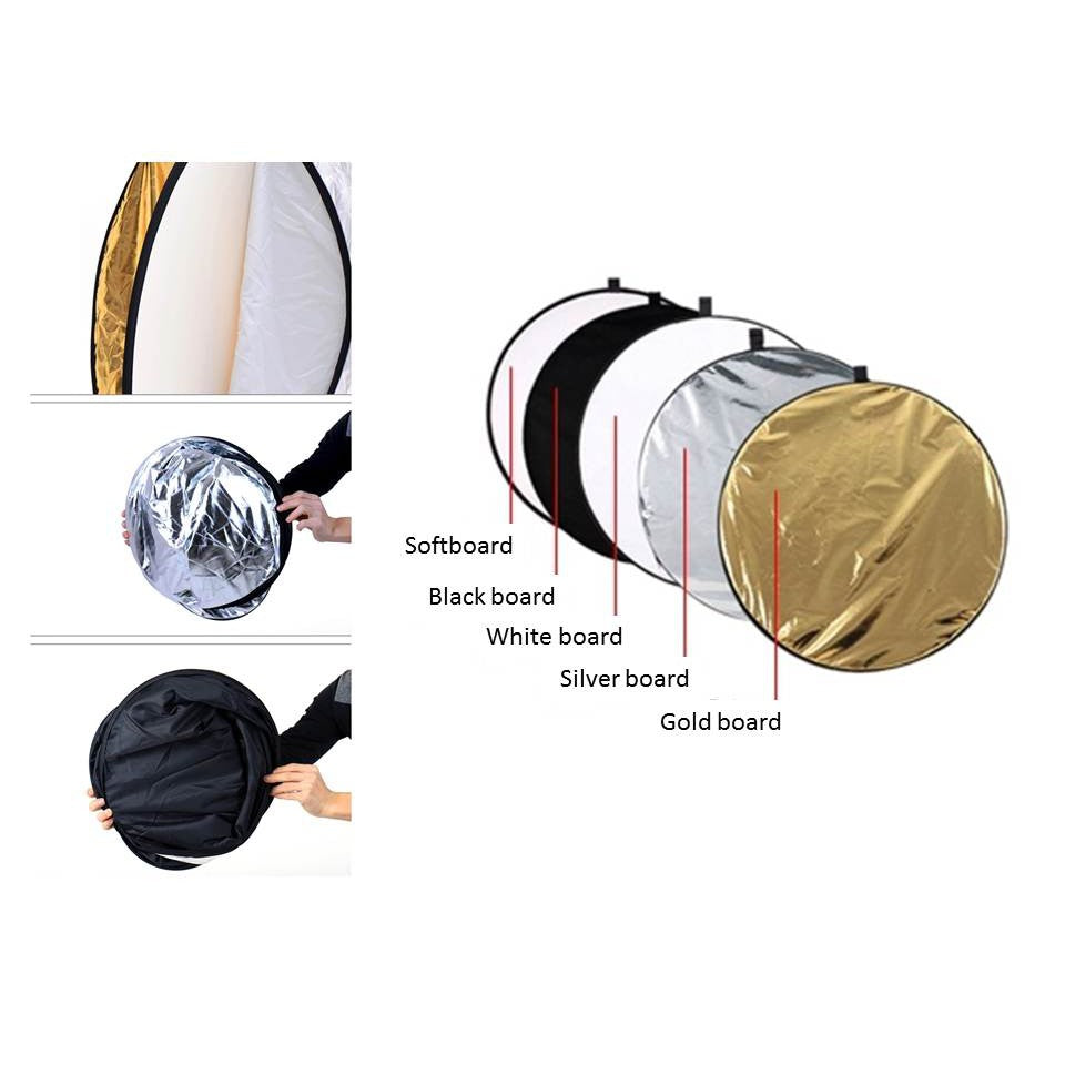 80cm /110cm 5-in-1 Portable Photo Studio Collapsible Multi-Disc Light Reflector