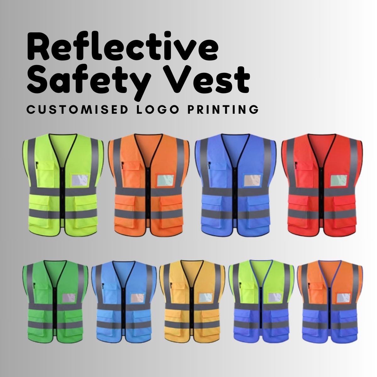 Customised Safety Vest with Multi Pockets Reflective Customised Logo Printing