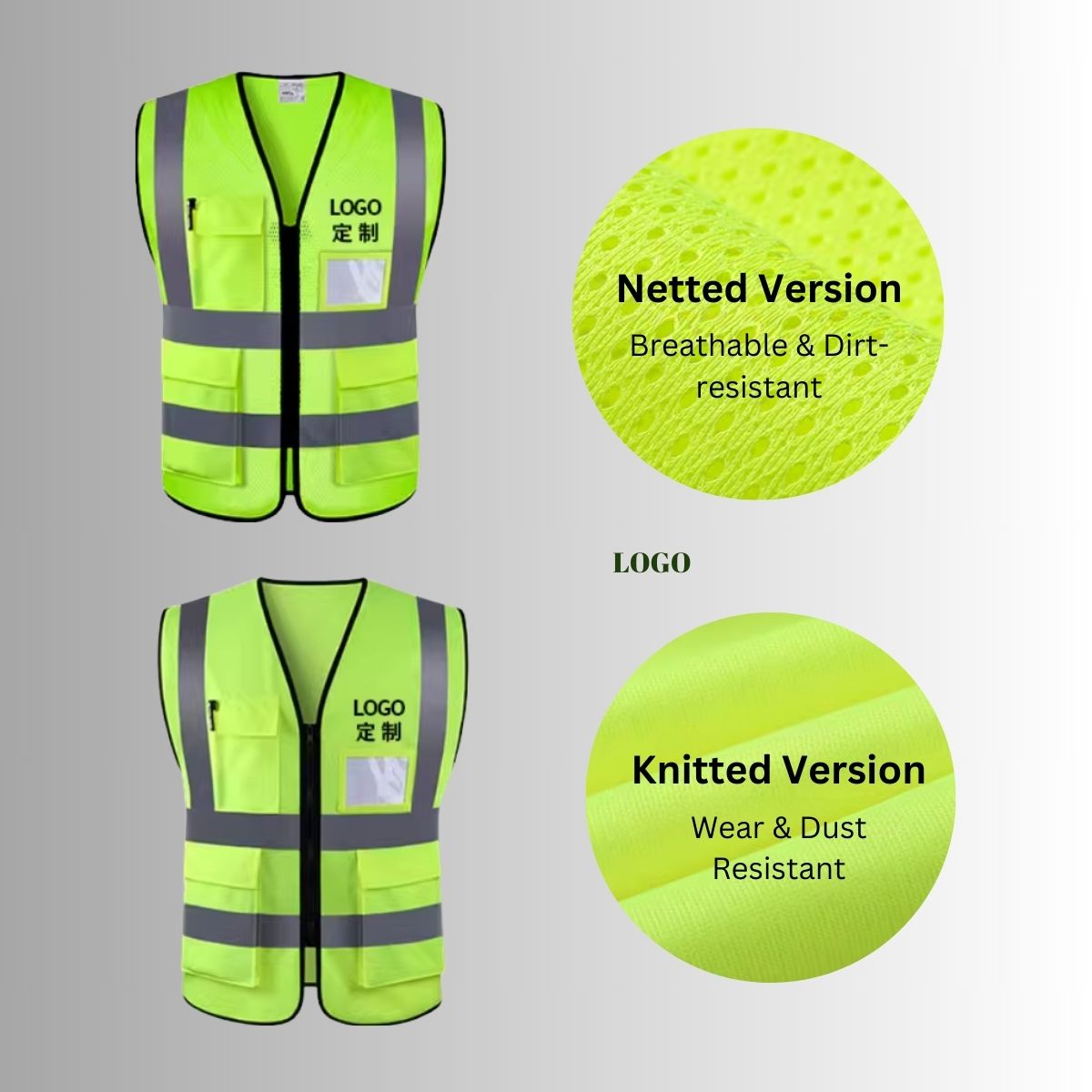 Customised Safety Vest with Multi Pockets Reflective Customised Logo Printing