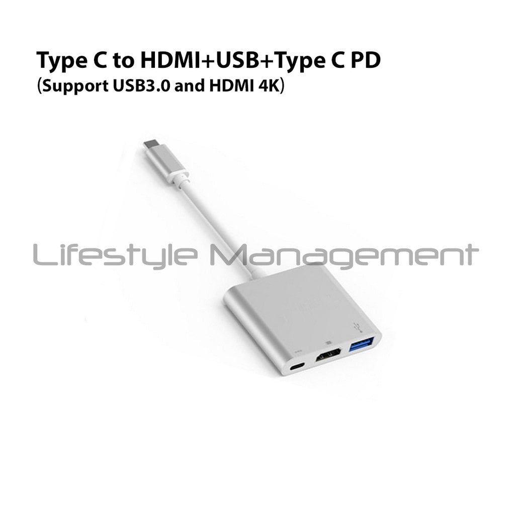 Type C Hub to HDMI USB PD Charging Converter Adaspter 4K