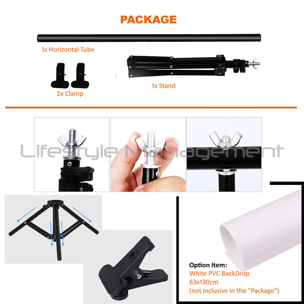 Camera Photography Background Studio Stand/Frame Kit for PVC Backdrop