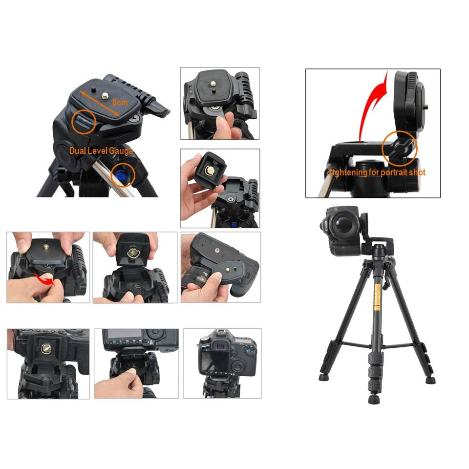 DSLR Camera Professional Aluminium Ruddegized Tripod/Monopod 3-Axis/Ball Head