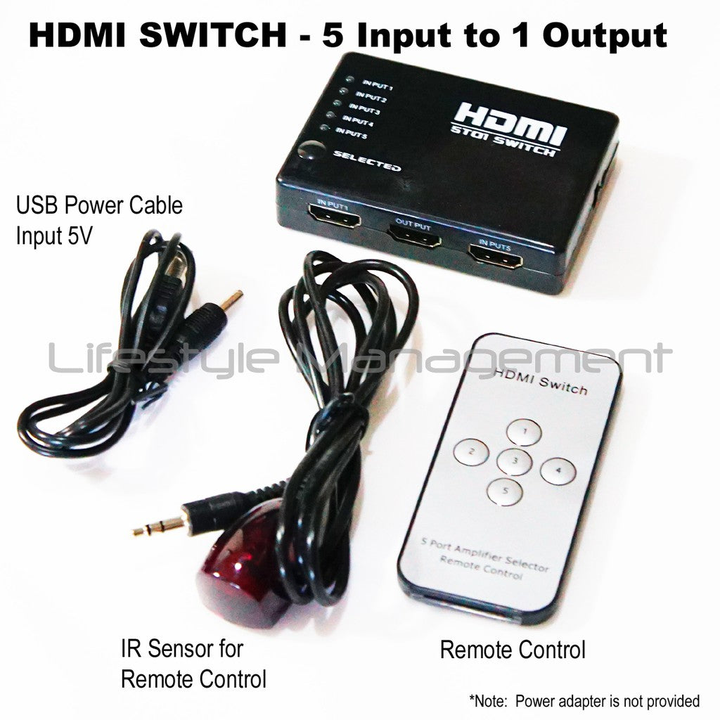 HDMI 5/3 In to HDMI 1 Out Port Switch Hub Switcher Selector Digital HDTV (Upgraded to 4K Version)