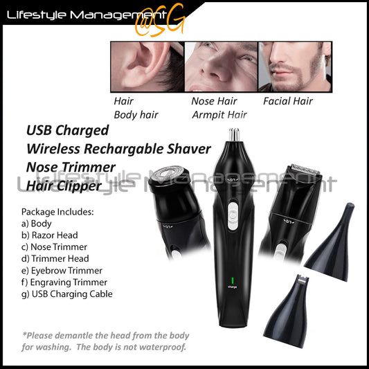 Nose Hair Facial Armpit Eyebrow Engraving Wireless Rechargeable Trimmer Shaver Removal