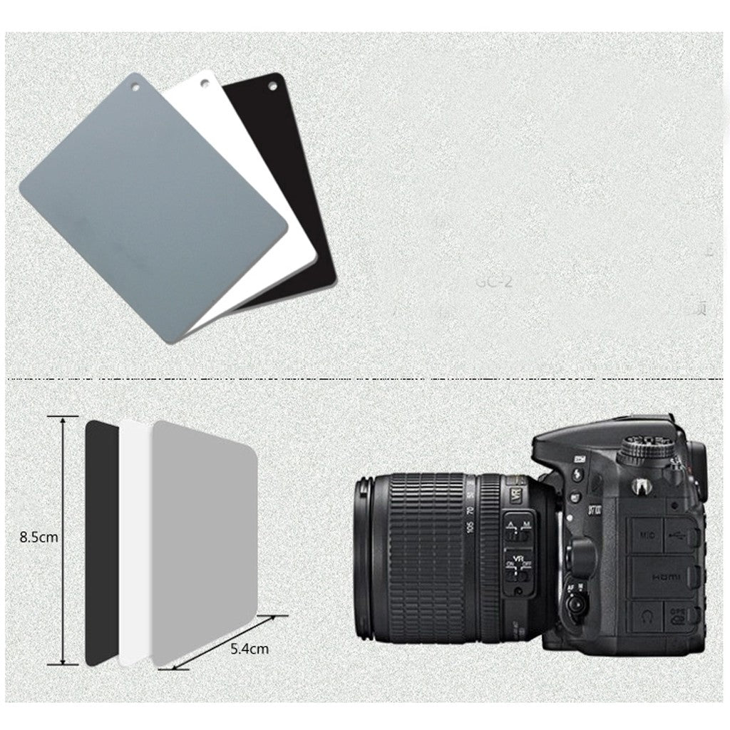 DSLR  Camera White Balance Grey Card (18% Gray White and Black) Reference