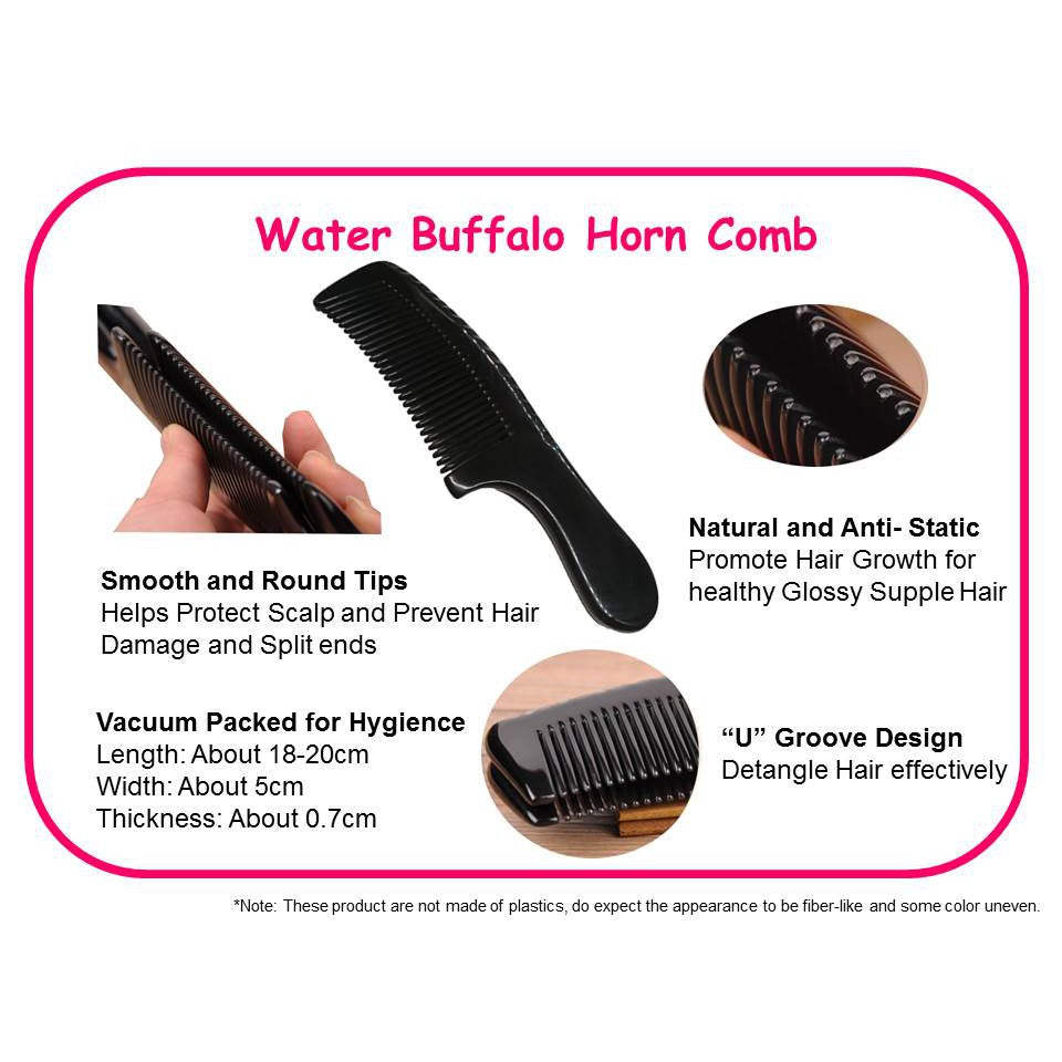 Water Buffalo Horn Large Thick Comb Guasha Guasa Natural Anti Static