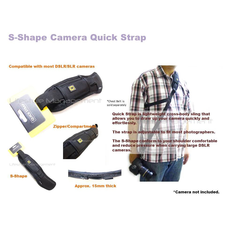 DSLR Camera S-Curve Ergonomics Quick Release Shoulder Sling Strap