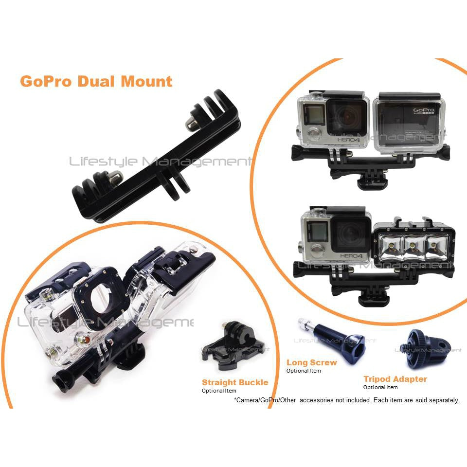 GoPro Compatible Dual Double Mount Adapter Hero