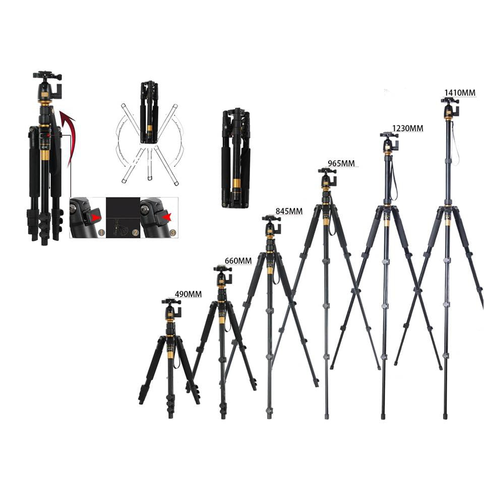 DSLR Camera Professional Aluminium Ruddegized Tripod/Monopod 3-Axis/Ball Head