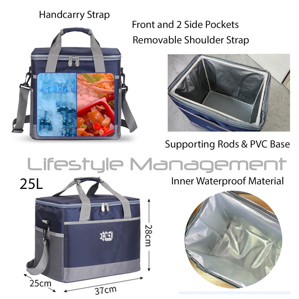 Cooler Warmer Thermal Picnic Food Drink Delivery Sling Bag Extra Large 25L