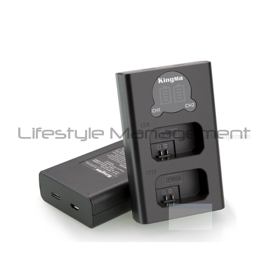 Sony NP-FW50 Battery Dual USB Charger Camera batteries charging Nex A7 A6000 ZV-E10 a7r2 a7m2 a5000