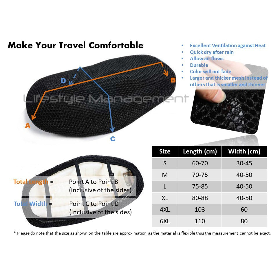 Breathable Cooling Motorcycle Mesh Cushion Seat Cover