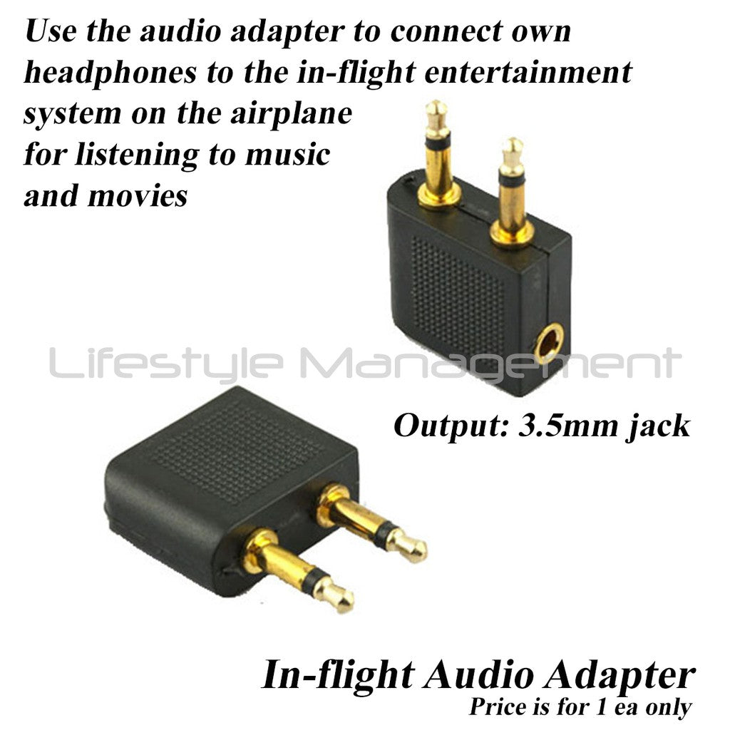 Airplane Travel Audio In-flight Entertainment Headset/Headphone/Earphone Adapter