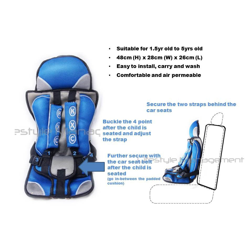 Portable Children/Child/Kid/Kids Safety/Safe Car Cushioned/Cushion Belt Seat