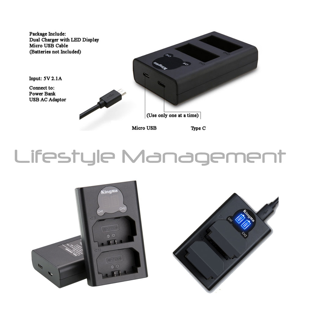 Sony Camera Batteries  Dual USB Charger NP-FZ100 A9 A7M3 A7R3 A9 7RM3