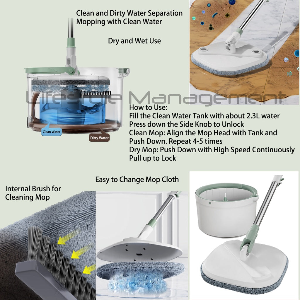 Spin Mop Self Twist Clean Water Mopping Dirty Water Separation