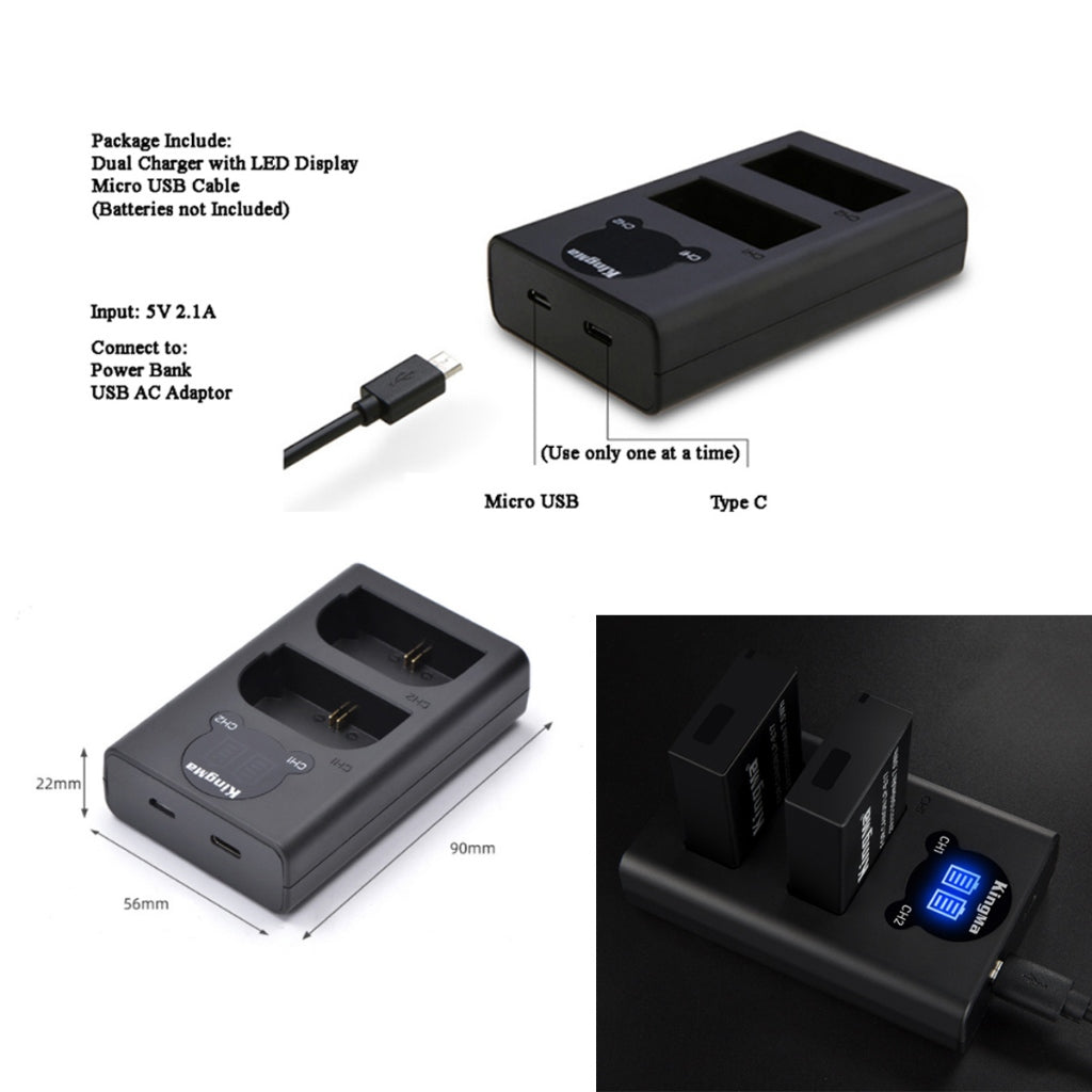 Canon LP-E17 Battery Charger Dual USB Charging for EOS M3 M5 M6 760D 750D 800D 77D 200D