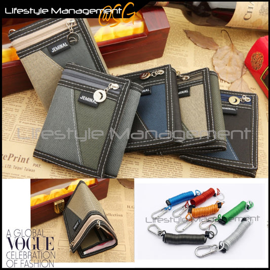 Children Kids Men School Wallet 3 Fold Elastic Keychain Wallet Clip