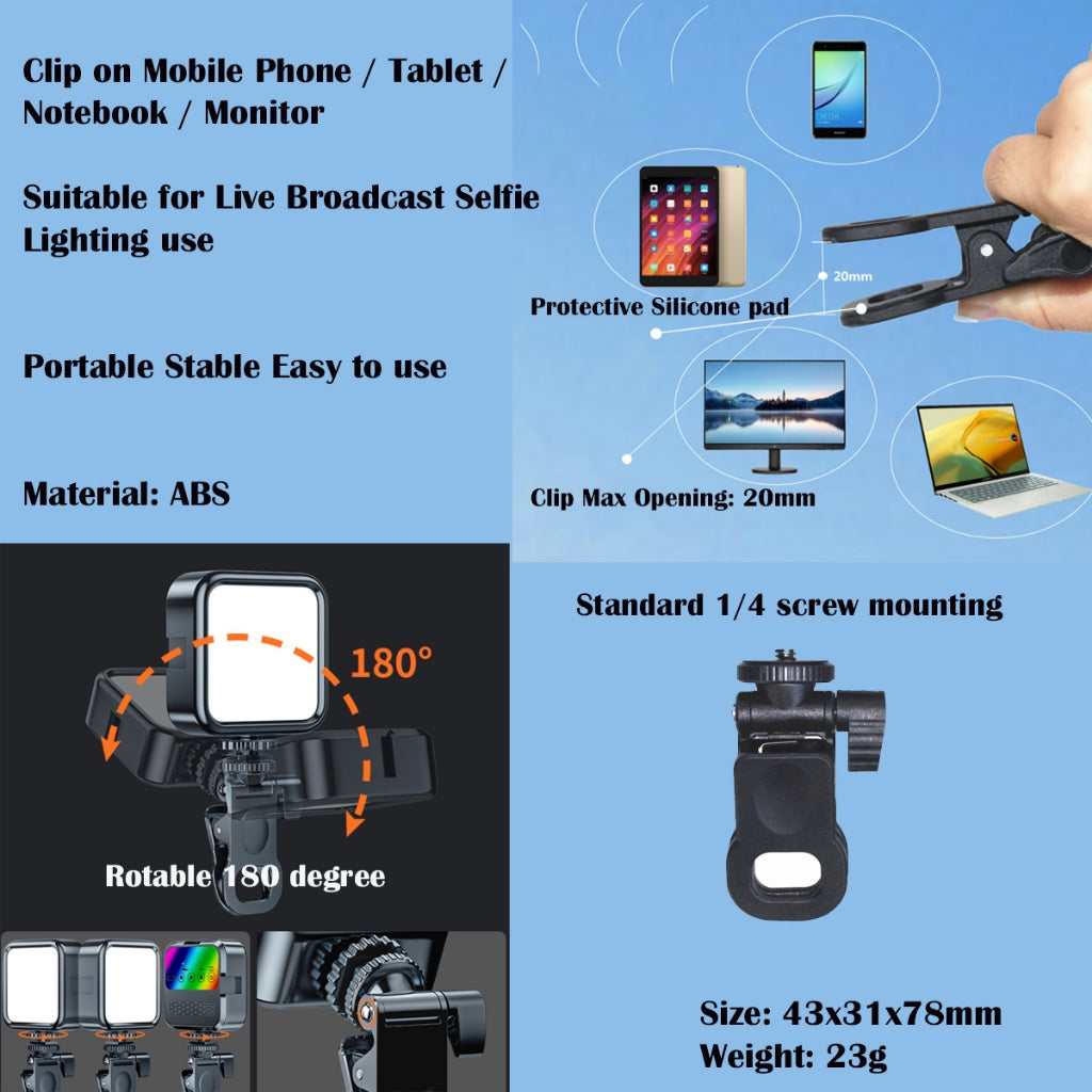 Mobile Bracket Fill Light Clip Mobile Phone Live Broadcast Photo Pocket Light Clip