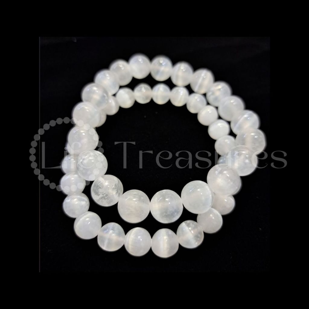 Selenite Bracelet Crystal Natural 8mm 10mm