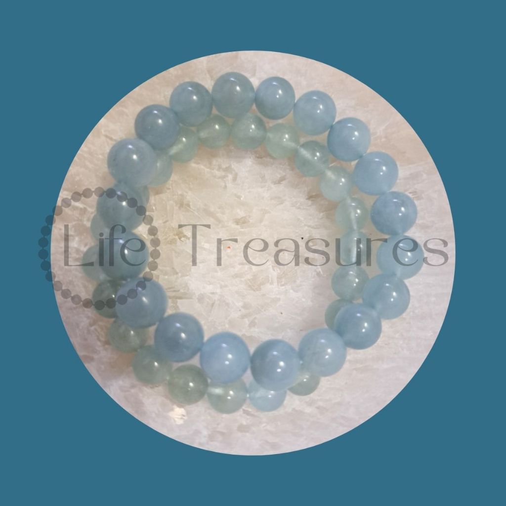 Aquamarine Bracelet Natural Crystal 8mm 10mm